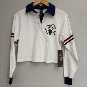 No Boundaries Stranger Things New! Hellfire Club Rugby Graphic Polo Size XXS